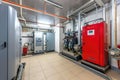 Modern boiler room with gas boilers, industrial heating