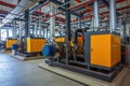 Modern boiler room with gas boilers, industrial heating