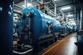 Modern boiler room with gas boilers, industrial heating Royalty Free Stock Photo