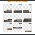 Modern bold abstract grey and orange instagram posting social media ads template set editable Royalty Free Stock Photo