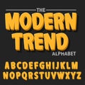 Modern bold font and alphabet, Font with shadow.