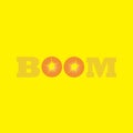 Modern bomb icon boom explosion logo type design vector on yellow background