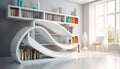Modern bookshelf collection adds elegance to domestic room decor generated by AI