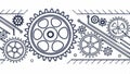 Border with gears and dots pattern, industrial design, mechanical frame, tech vector design Generative AI Royalty Free Stock Photo