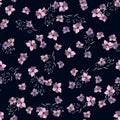Modern botanical background. Hand drawn vector illustration. Folk flowers. Seamless floral pattern Royalty Free Stock Photo