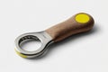 Modern Bottle Opener with Wooden Handle Isolated on White Royalty Free Stock Photo