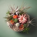 Modern bouquet with air plants and succulents. Mother\'s Day Flowers Design concept