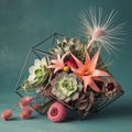 Modern bouquet with air plants and succulents. Mother\'s Day Flowers Design concept