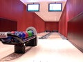 Modern bowling alley Royalty Free Stock Photo