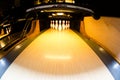 Modern bowling alley, empty without the ball Royalty Free Stock Photo