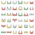 Modern bra icons set vector color line Royalty Free Stock Photo