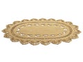 Modern braided oval jute rug with a floral pattern. 3d render