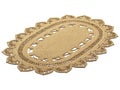 Modern braided oval jute rug with a floral pattern. 3d render