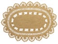 Modern braided oval jute rug with a floral pattern. 3d render