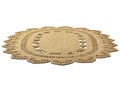 Modern braided oval jute rug with a floral pattern. 3d render