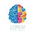 Modern Brain Sign. Human. Creative style. Icon in vector. Design concept. Brand company. Rainbow bright left right color