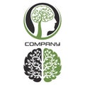 Modern brain tree logo. Vector illustration. Royalty Free Stock Photo