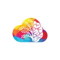 Modern brain tree logo design. Royalty Free Stock Photo