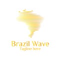 Modern brazil map wave logo template designs vector illustration simple