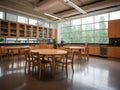 Modern break room with natural lighting