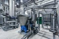 Modern brewery production line. Beer filtration equipment and pump machinery Royalty Free Stock Photo