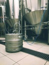 Modern brewery production steel tanks and pipes, machinery tools and vats. Fermentation of beer. Beer preparation, brewery Royalty Free Stock Photo