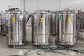 Modern brewery with stainless steel tanks Royalty Free Stock Photo