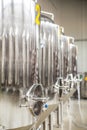 Modern brewery with stainless steel tanks Royalty Free Stock Photo