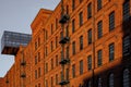 Modern brick and glass facade of the office building. Royalty Free Stock Photo