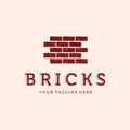 Modern Brick Logo Vector Illustration Design. Brick Construction Logo Vintage Template Design. Brick, Briquette or Briquet Vintage Royalty Free Stock Photo