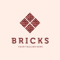 Modern Brick Logo Vector Illustration Design. Brick Construction Logo Vintage Template Design. Brick, Briquette or Briquet Vintage Royalty Free Stock Photo