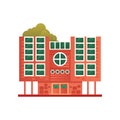 Modern brick residential or office building, front view vector Illustration on a white background