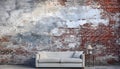 Modern brick wall in a dirty apartment with old fashioned decor generated by AI