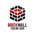 Modern brick wall and letter B logo