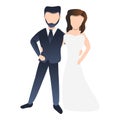 Modern bride couple icon, cartoon style Royalty Free Stock Photo