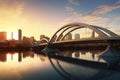 modern bridge architecture with city skyline Royalty Free Stock Photo