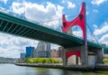 Modern bridge of La Salve crossing over the nervion river at Bilbao