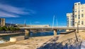 Modern bridge in Montpellier over the river Lez Royalty Free Stock Photo
