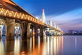 Modern bridge night view Royalty Free Stock Photo