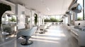 Modern bright beauty salon, Hair salon and pedicure interior business