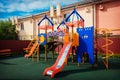 Modern bright children`s playground children`s playground on t