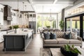 Modern, bright, clean, kitchen interior in a luxury house