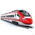 Modern Bright Fast Train, Isolated on White Background. Generative ai Royalty Free Stock Photo