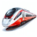 Modern Bright Fast Train, Isolated on White Background. Generative ai Royalty Free Stock Photo