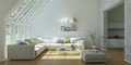Modern bright flat interior design with yellow accents