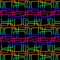 Rainbow colored random squares over black background in a repeating pattern Royalty Free Stock Photo