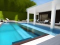 modern bright house with swimming pool, Ai generated