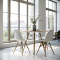 Modern bright interior empty room with table and chairs Royalty Free Stock Photo