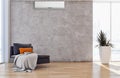 Modern bright interiors apartment Living room with air condition Royalty Free Stock Photo