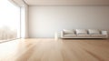 Modern bright interiors, empty room with wooden floor. large luxury modern Living room generative ai Royalty Free Stock Photo